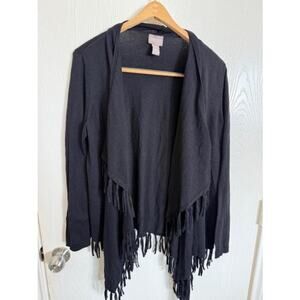 Chico's Fringe Open-Front Cardigan-L
